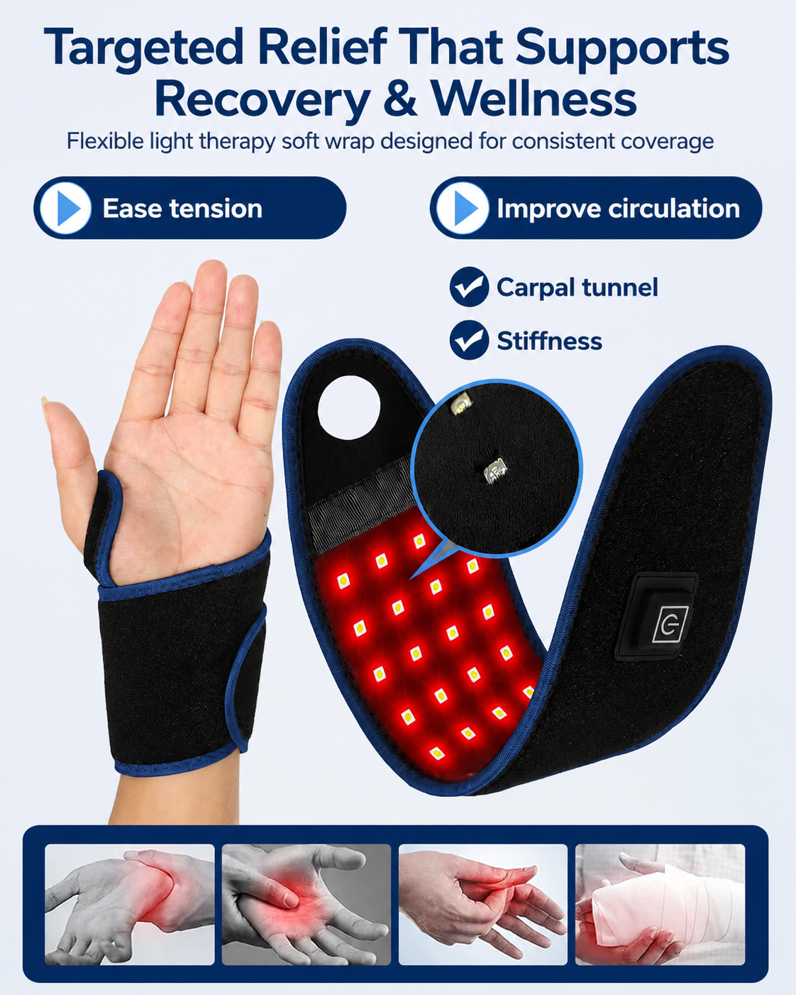 VIVO Relief Red Light Therapy Wrist Wrap